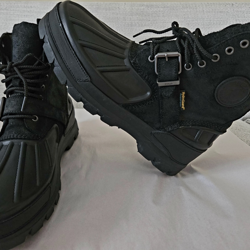 NWOB POLO RALPH LAUREN Men's   Black Waterproof Leather-Suede  Boots Size:11 - Picture 2 of 13